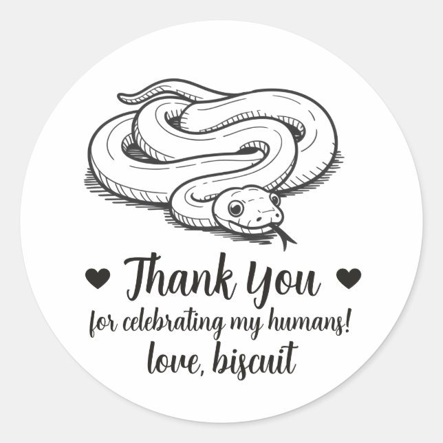 Custom Pet Snake Wedding Favor Stickers (Front)