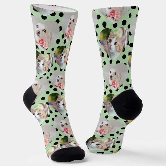 Custom Pet Socks Dog Mom Gift 2 Photos Cat Mom (Angled)