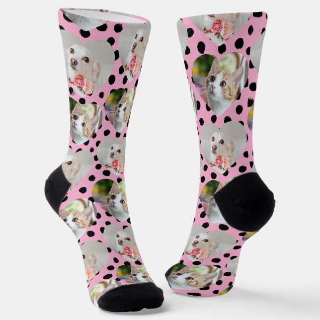 Custom Pet Socks Dog Mom Gift 2 Photos Cat Mom (Angled)