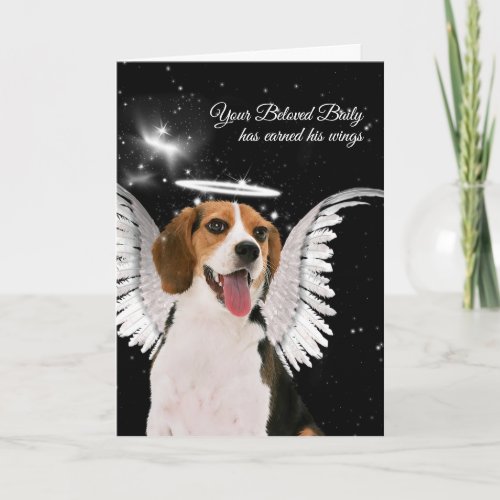 Custom Pet Sympathy Loss of a Dog Beagle Angel Card