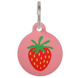 Custom pet tag with cute red strawberry logo