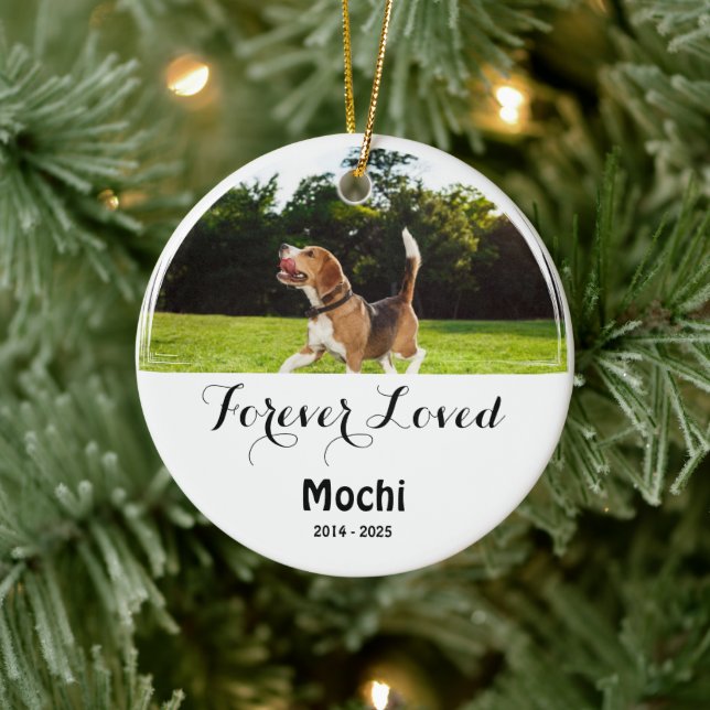 Custom Pet Tribute – Forever Loved Dog or Cat Gift Ceramic Ornament (Tree)