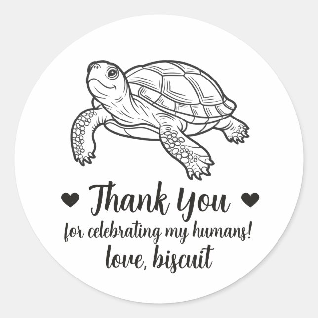 Custom Pet Turtle Wedding Favor Stickers (Front)