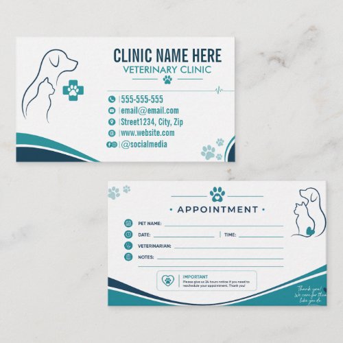 Custom Pet Vet Appointment Business Card