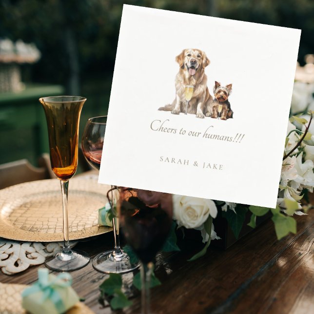 Custom Pet Wedding Cheers to our Humans Cocktail Napkins (Creator Uploaded)