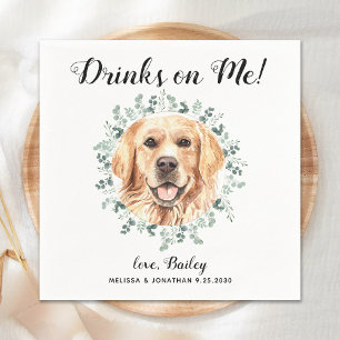 Custom Pet Wedding Dog Open Bar Golden Retriever Napkins