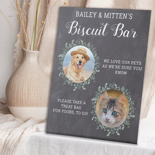 Custom Pet Wedding Favor Photo Dog Biscuit Bar  Pedestal Sign (Creator Uploaded)