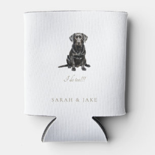 Custom Pet Wedding Napkins Black Lab Can Cooler