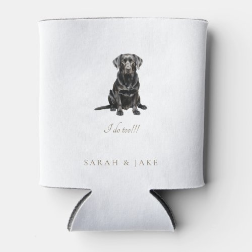 Custom Pet Wedding Napkins Black Lab Can Cooler