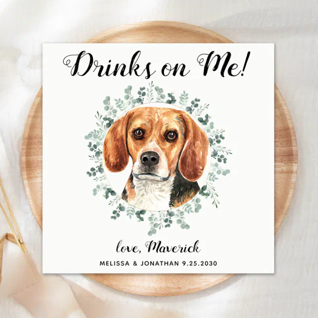 Custom Pet Wedding Open Bar Beagle Dog Napkins | Zazzle