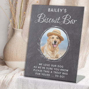 Custom Pet Wedding Photo Dog Treat Biscuit Bar Pedestal Sign