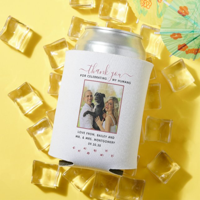 Custom Pet Wedding Photo Thank You Can Cooler (In Situ Summer)