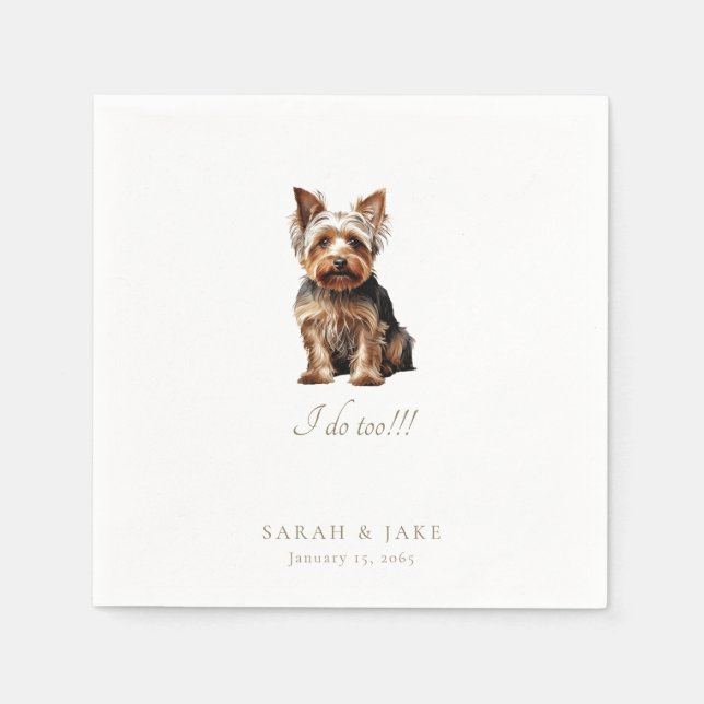 Custom Pet Wedding Yorkshire Terrier Napkins (Front)