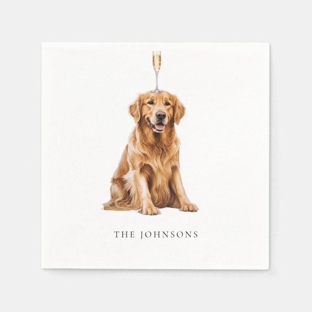 Custom Pet with Champagne Wedding IV Napkins (Front)