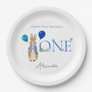 Custom Peter the rabbit 1st Birthday Paper Plates