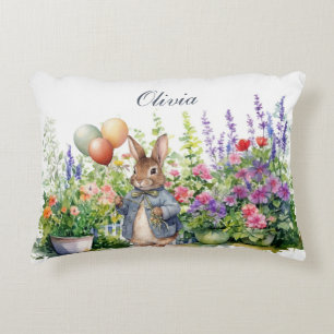 Custom Peter the rabbit balloons garden Accent Pillow