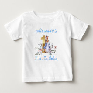 Custom Peter the rabbit First birthday  Baby T-Shirt