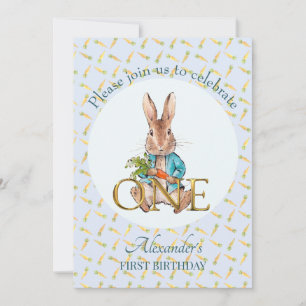 Custom Peter the rabbit First Birthday Invitation