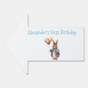 Custom Peter the rabbit First Birthday Sign