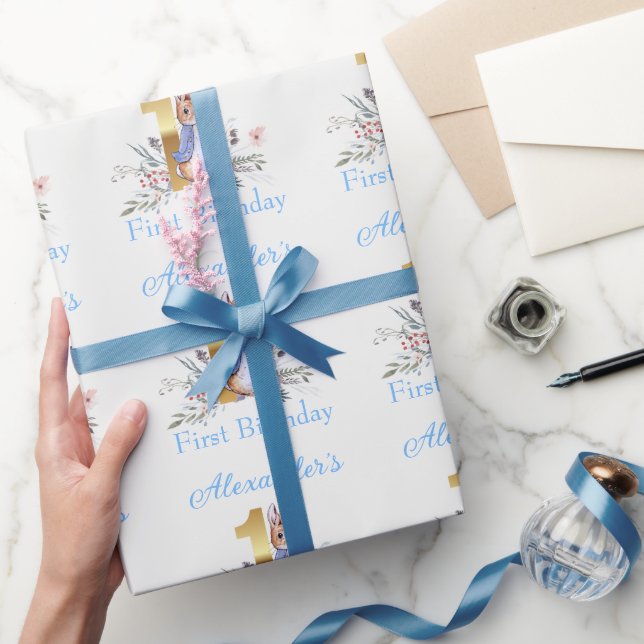 Custom Peter the rabbit First birthday  Wrapping Paper (Gifting)