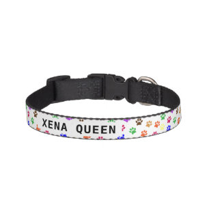 Custom Pet's Name Colorful Paw Prints Pet Collar