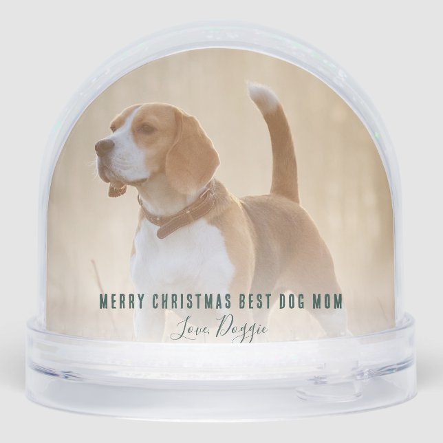 Custom Pets Photos Merry Christmas Dog Mom Snow Globe (Back)