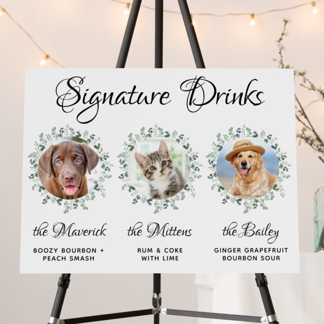 Custom Pets Signature Drinks Wedding Bar Sign (Creator Uploaded)