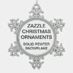 Custom Pewter Snowflake Christmas Tree Ornament at Zazzle