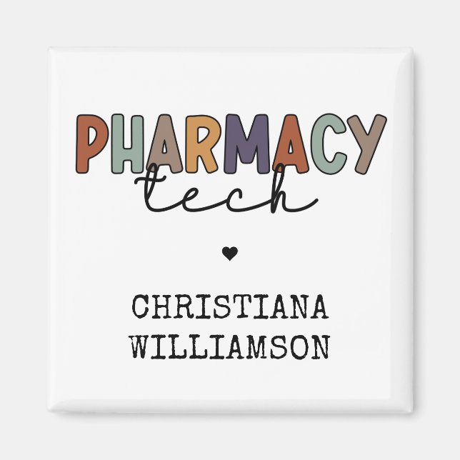 Custom Pharmacy Tech Retro Pharmacy Technician Magnet (Front)