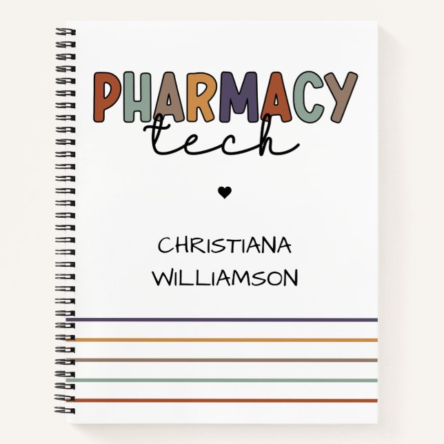 Custom Pharmacy Tech Retro Pharmacy Technician Notebook (Front)