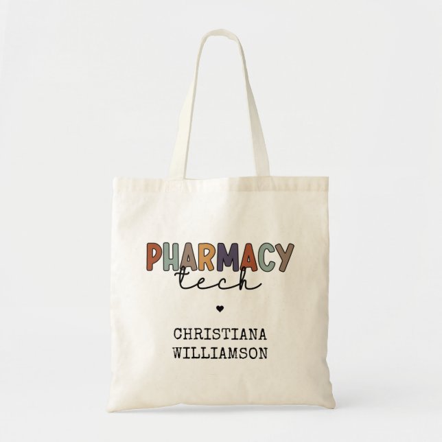 Custom Pharmacy Tech Retro Pharmacy Technician Tote Bag (Front)