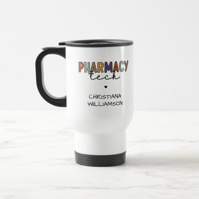 Custom Pharmacy Tech Retro Pharmacy Technician Travel Mug (Left)