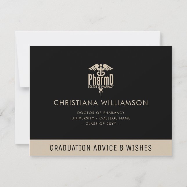 Custom PharmD Doctor of Pharmacy Advice and Wishes Note Card (Back)