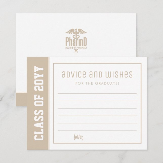 Custom PharmD Doctor of Pharmacy Advice and Wishes Note Card (Front/Back)
