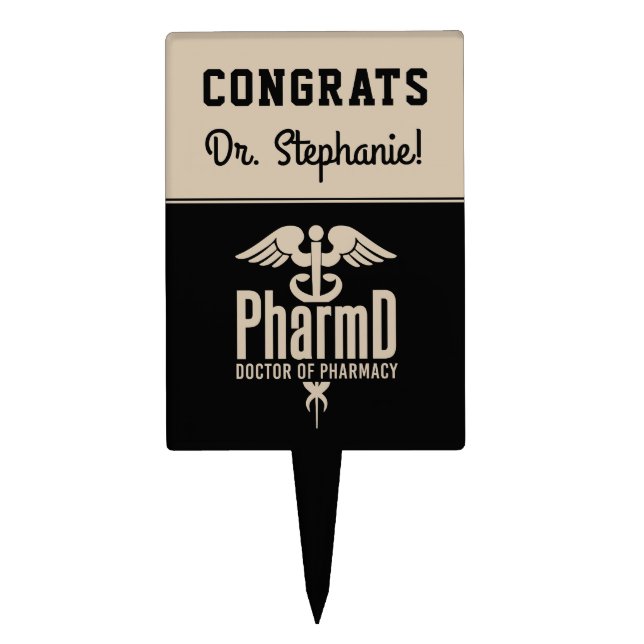 Custom PharmD Doctor of Pharmacy Graduation Party Cake Topper (Front)
