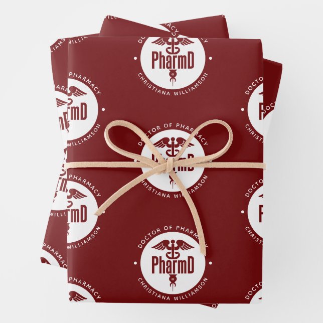 Custom PharmD Doctor of Pharmacy Graduation Wrapping Paper Sheets (In situ)