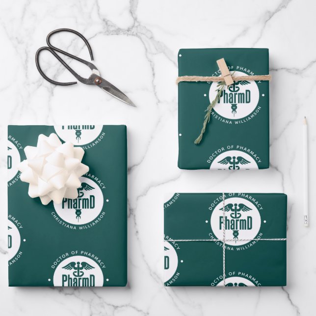 Custom PharmD Doctor of Pharmacy Graduation Wrapping Paper Sheets (Front)