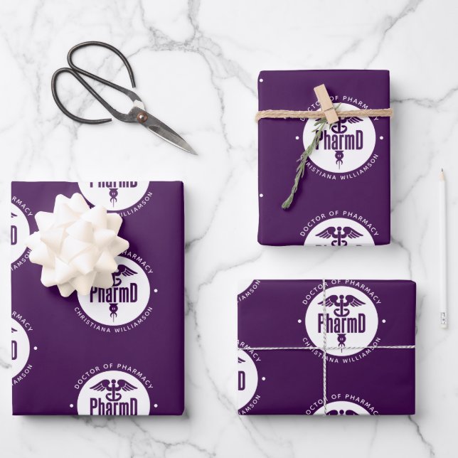 Custom PharmD Doctor of Pharmacy Graduation Wrapping Paper Sheets (Front)