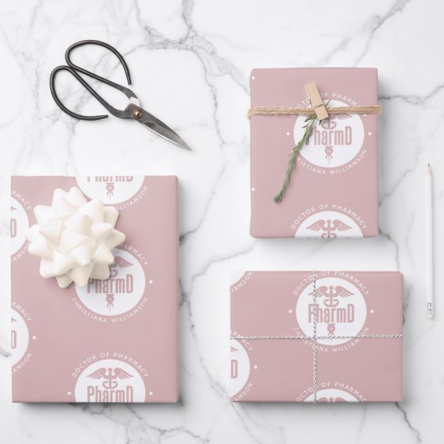 Custom PharmD Doctor of Pharmacy Graduation Wrapping Paper Sheets (Front)