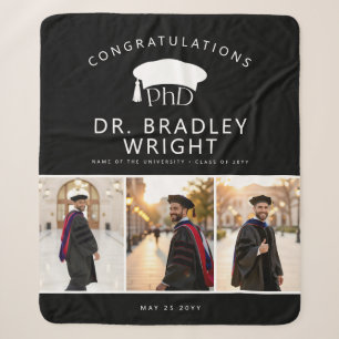 Custom PhD Doctoral Grad Hat Doctoral Graduation Sherpa Blanket