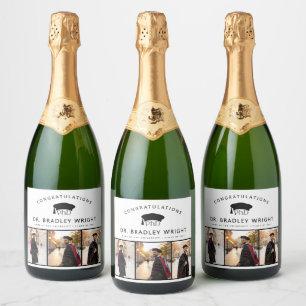Custom PhD Doctoral Grad Hat Doctoral Graduation Sparkling Wine Label