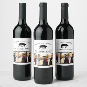 Custom PhD Doctoral Grad Hat Doctoral Graduation Wine Label
