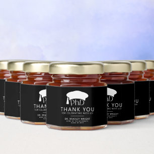 Custom PhD Doctoral Grad Hat Graduation Thank You Honey Jar Favors