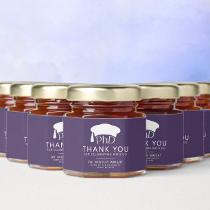 Custom PhD Doctoral Grad Hat Graduation Thank You Honey Jar Favors