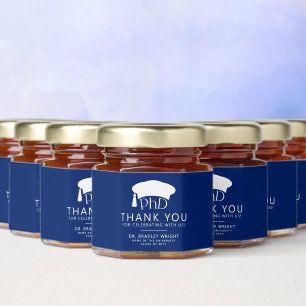 Custom PhD Doctoral Grad Hat Graduation Thank You Honey Jar Favors