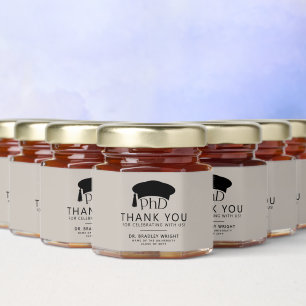 Custom PhD Doctoral Grad Hat Graduation Thank You Honey Jar Favors