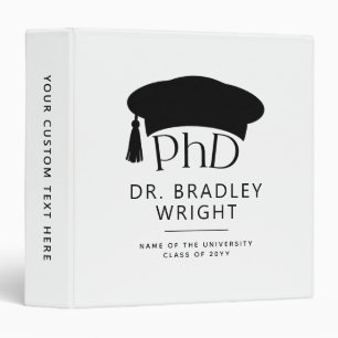 Custom PhD Doctoral Hat Doctoral Degree Graduation 3 Ring Binder