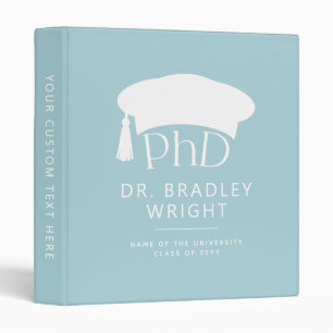 Custom PhD Doctoral Hat Doctoral Degree Graduation 3 Ring Binder