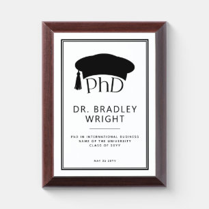 Custom PhD Doctoral Hat Doctoral Degree Graduation Award Plaque