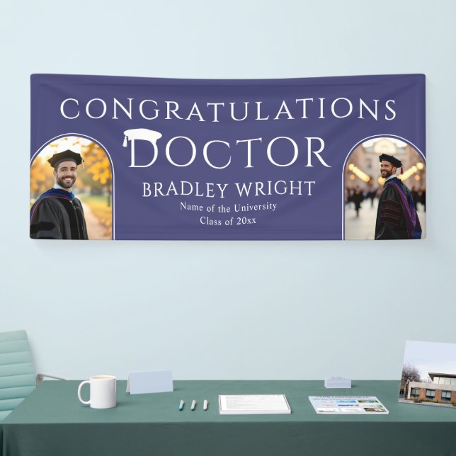 Custom PhD Doctoral Hat Doctoral Degree Graduation Banner (Tradeshow)